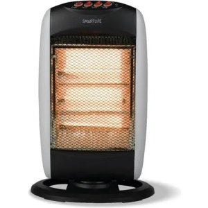 Estufa Halógena Smartlife 1200w Giratoria Oscilante C/protec Color Negro
