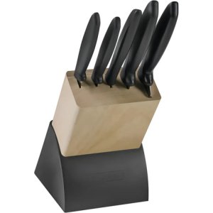 Juego De Cuchillos Tramontina Con Soporte De Madera 6 Piezas Color Negro