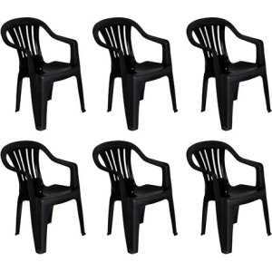 Set X6 Sillas De Plástico Blanca Bela Vista 182kg Mor Negro
