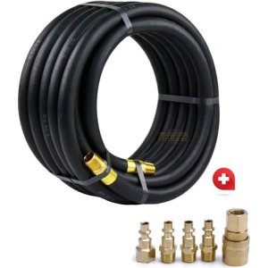 Manguera Compresor Reforzada 10 Metros + Acoples Oferta Negro
