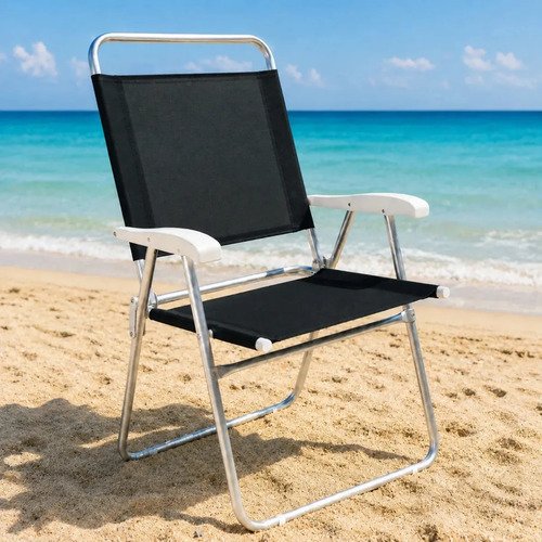Silla Alta Aluminio Set X2 Playa Reforzada Master Plus Mor Color Negro - Imagen 4