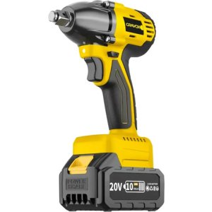 Llave De Impacto Inalámbrica + Bateria Y Cargador Gravox Amarillo 50hz/60hz