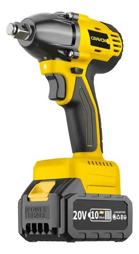 Llave De Impacto Inalámbrica + Bateria Y Cargador Gravox Amarillo 50hz/60hz