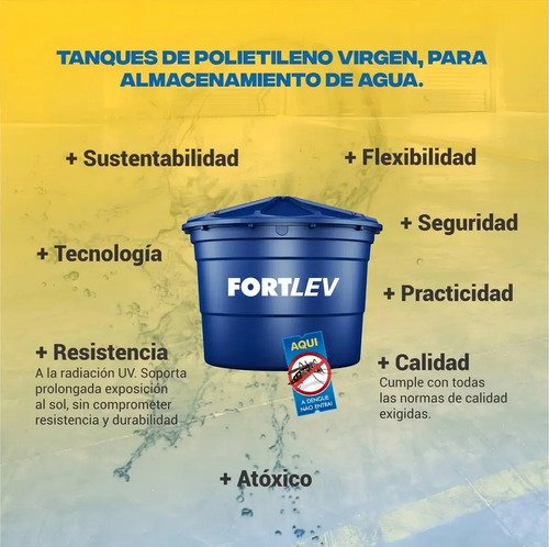 Tanque De Agua Fortlev 310l Polietileno Vertical Azul Protección Uv - Imagen 3