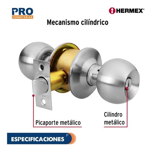 Pomo Trubal Cromo Mate Baño Basic Hermex 23568 - Imagen 4