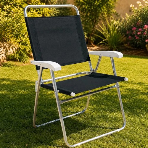 Silla Alta Aluminio Set X2 Playa Reforzada Master Plus Mor Color Negro - Imagen 6