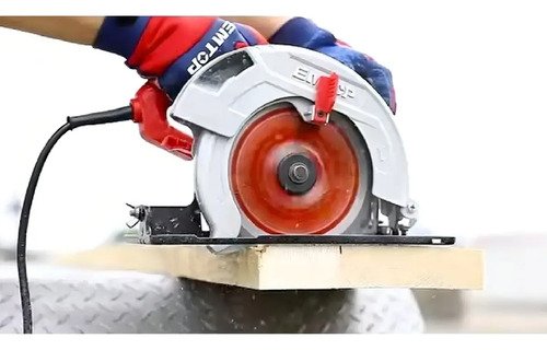 Sierra Circular Emtop 1400w 185mm 7 1/4 4800 Rpm Corte Ajustable Azul/rojo 50 Hz - Imagen 3