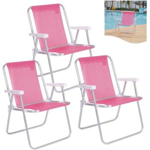 Sillón Sannet High Beach Kit 3, Silla De Piscina De Aluminio Rosa