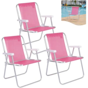 Sillón Sannet High Beach Kit 3, Silla De Piscina De Aluminio Rosa