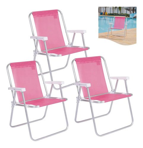 Sillón Sannet High Beach Kit 3, Silla De Piscina De Aluminio Rosa