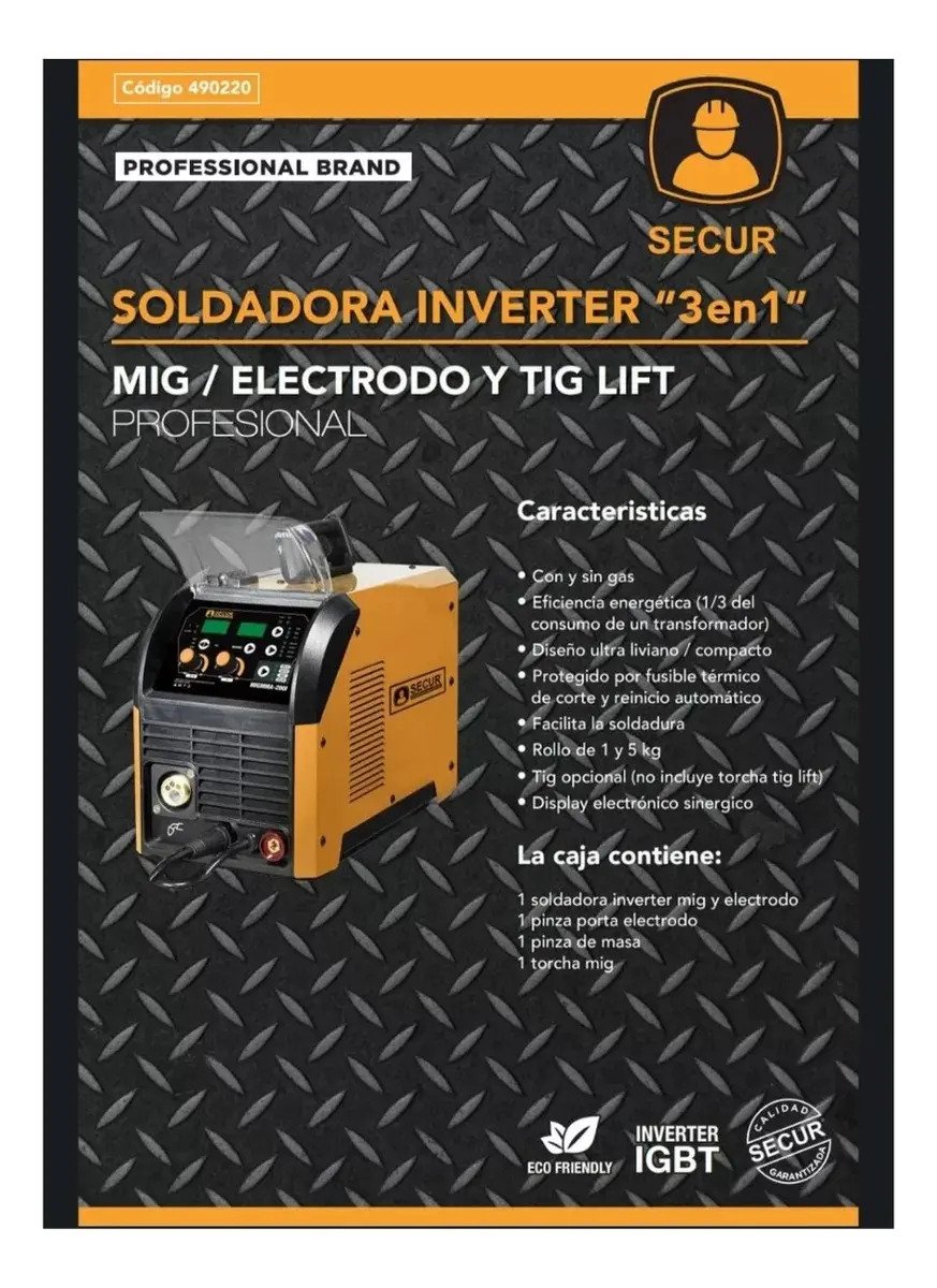 Soldadora 3 En 1 Inverter Mig Tig Mma 200 + Careta + Alambre Naranja - Imagen 5