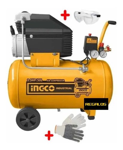 Compresor De Aire 50lts. 2,5 Hp Ingco Ac25508 - Tyt Naranja