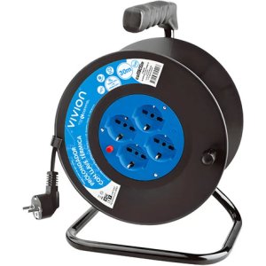 Carrete Enrollador 30m Vivion 4 Tomas Azul/negro Eléctrico Hogar