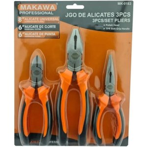 Set De Alicates 3 Piezas Makawa Mk-0183 Con Mango Ergonómico