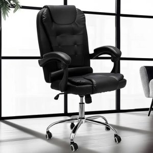 Silla Gerencial Negra Oficina Patagonia Home Ejecutiva Premium Negro Cuero Sintético