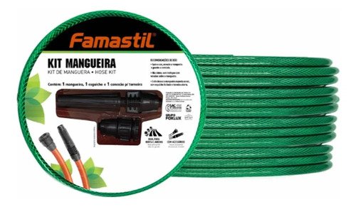 Manguera En Kit Famastil 15 Mts Con Accesorios Verde - Imagen 2