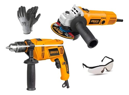 Kit Taladro Percutor 680w + Amoladora 750w Industrial