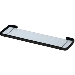 Repisa Estante Con Vidrio Baño Negro Mate Premium