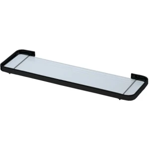 Repisa Estante Con Vidrio Baño Negro Mate Premium