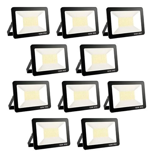 Pack X 10 Foco Led 100w Ip65 - Calidad Garantizada - Tyt Negro