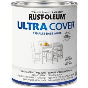 Pintura Esmalte Al Agua Ultra Cover Rust Oleum 0,9lt Blanco Brillante
