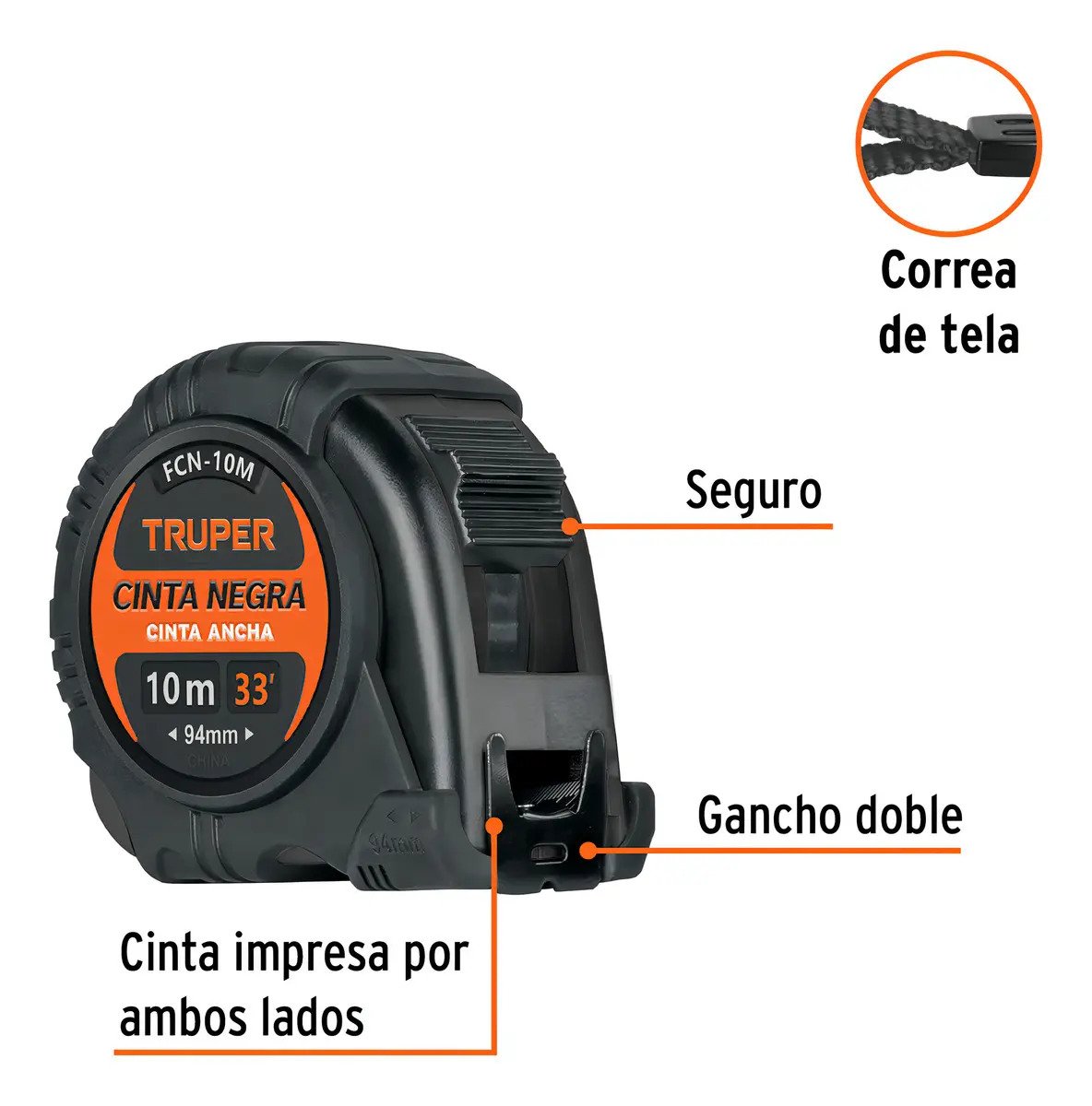 Cinta Métrica Contra Impactos 10 M, 32 Mm, Truper 103057 - Imagen 2