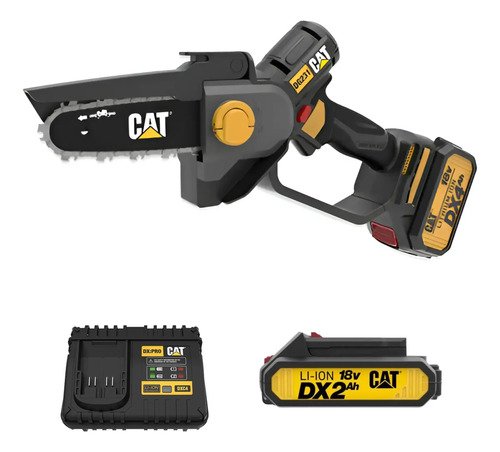 Mini Motosierra Bateria Cat 18v + Bateria Y Cargador Amarillo