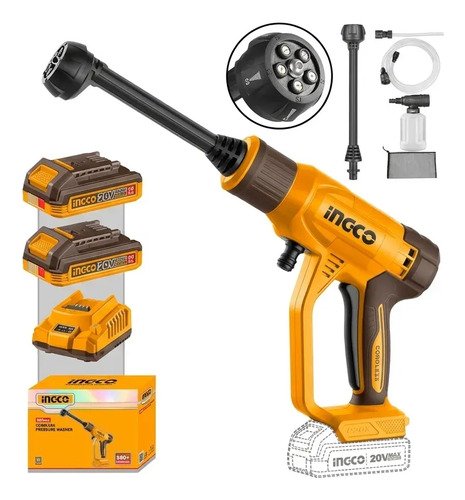 Hidrolavadora 20v 2.8l/min 2 Baterias 2ah Ingco Cpwli20582 Amarillo 23