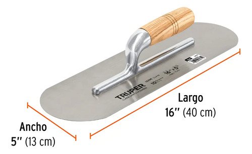 Llana Mango Madera Canto Redondo 10 Remaches 16 Truper 12398 - Imagen 4