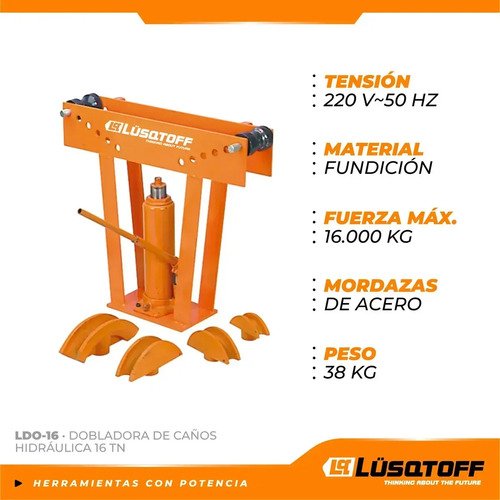 Dobladora De Caños Hidraulica 16tn 1/2 A 3 Lusqtoff Ld0-16 Naranja - Imagen 2