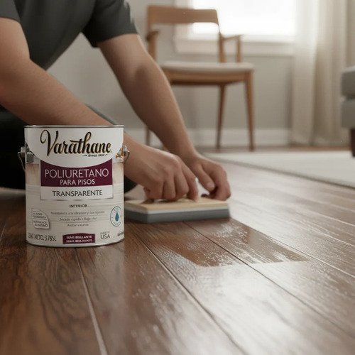 Poliuretano Para Pisos De Madera Rost Oleum 3,78l Base Agua Transparente Brillante - Imagen 3