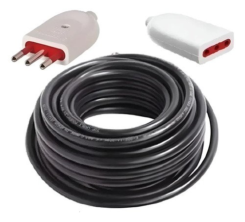Alargue 30 Metros Goma 3x2 Contacto Electricidad - Tyt Negro