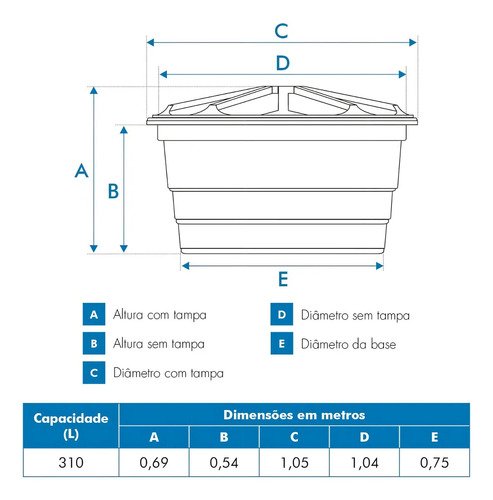 Tanque De Agua Fortlev 310l Polietileno Vertical Azul Protección Uv - Imagen 6
