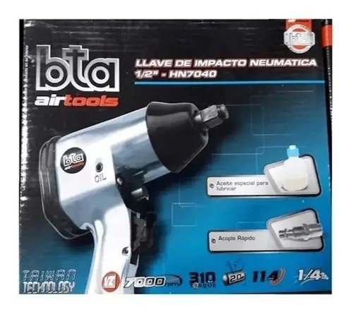Llave De Impacto Neumatica Encastre 1/2 Bta Nueva +dados Plateado/negro