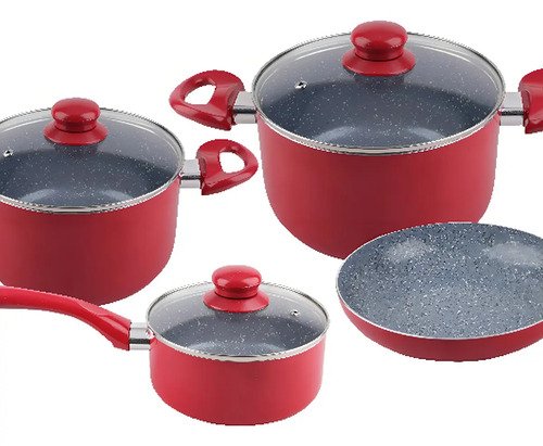 Juego De Batería Cuori 7 Piezas Fragola Cerámica Antiadherente Rojo - Imagen 2