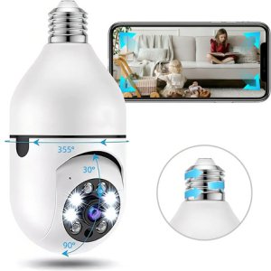 Cámara De Seguridad Socket 3mp Wifi Exterior/interior 360