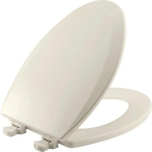 Asiento Para Inodoro Bemis Easy Clean De Madera Esmaltada Alargada, Color Biscuit