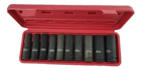 Juego Caja Dados Impacto 1/2 Pulgada 10 Piezas Crownman Negro - Imagen 2