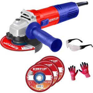 Amoladora Angular Emtop 900w 125mm Con Mango Lateral Azul/rojo 50hz