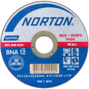 Disco De Corte Para Acero Inoxidable 4.1/2x1.0 Bna 12 Cx/25 Piezas Norton