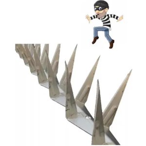Pinchos De Seguridad Para Muros Y Perímetros En Forma De V Con Doble Punta - Pack De 35 Unidades Plateado