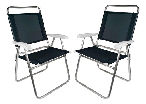 Silla Alta Aluminio Set X2 Playa Reforzada Master Plus Mor Color Negro - Imagen 7