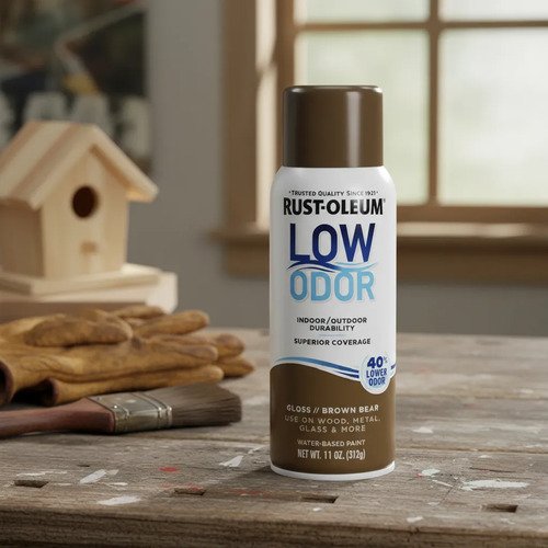 Low Odor Pintura Base Agua En Aerosol Brillante 312g Marron - Imagen 2