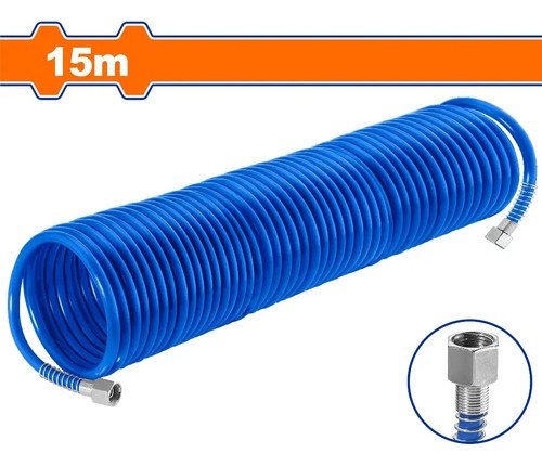 Manguera Compresor Aire Wadfow 15m 8mm Azul Con Conectores Roscados