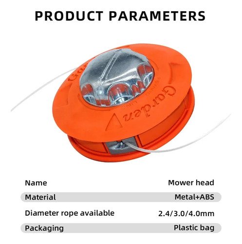 Cabezal Universal Automático Para Desmalezadora Con Punta De Aluminio Reforzado Naranja Claro - Imagen 2