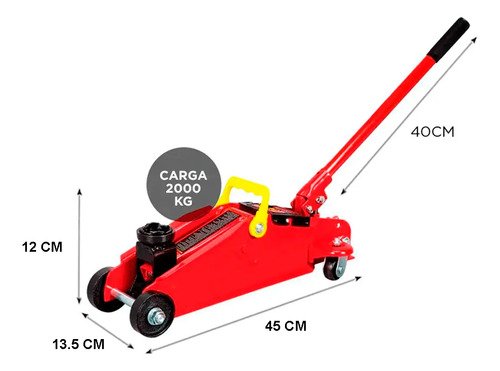 Crique Gato Hidraulico Carrito 2tn Taller Reforzado Valija - Imagen 3