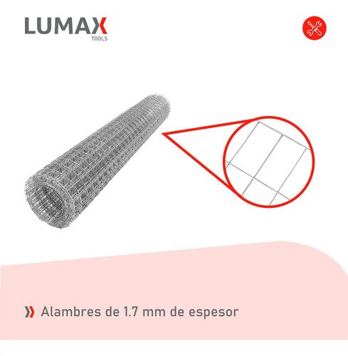 Rollo De Malla Electrosoldada Galvanizada Lumax 1.0x25mts Plateado - Imagen 6