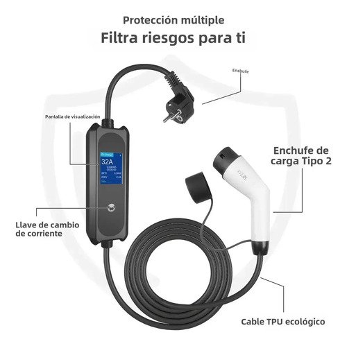 Cargador Adaptador Auto Electrico Schuko T2 O Gbt Geely Ws Blanco - Imagen 4