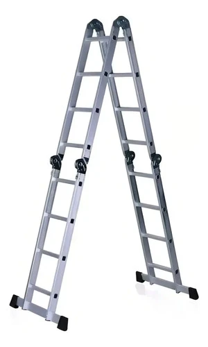 Escalera De Aluminio Trepor Am0116d Multifuncional 16 Escalones 4.45m Andamio Plegable Plateado - Imagen 3