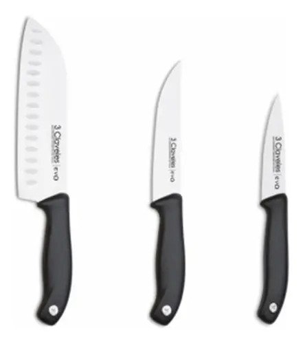 Cuchillo Set 3un N1734 Evo Tres Claveles Mimbral Color Negro